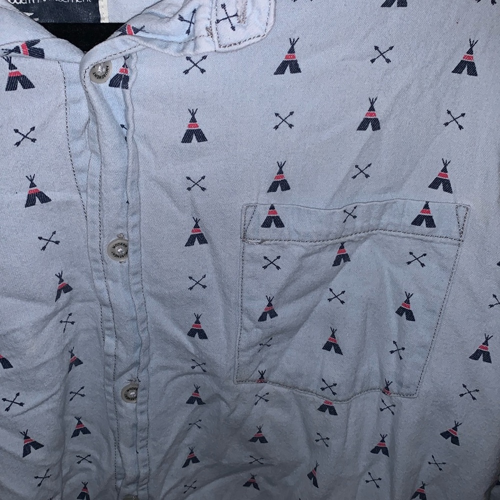 Modern Amusement Teepee Print Button Down Shirt - image 2